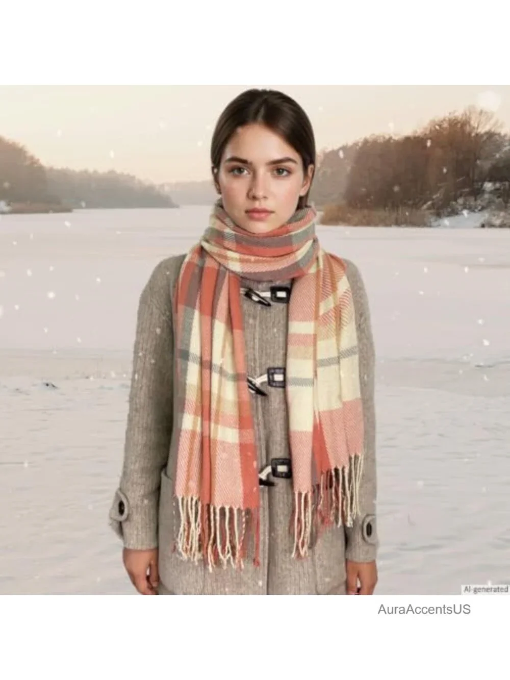 Cashmere Feel Plaid Scarf Shawl Wrap Winter Warm